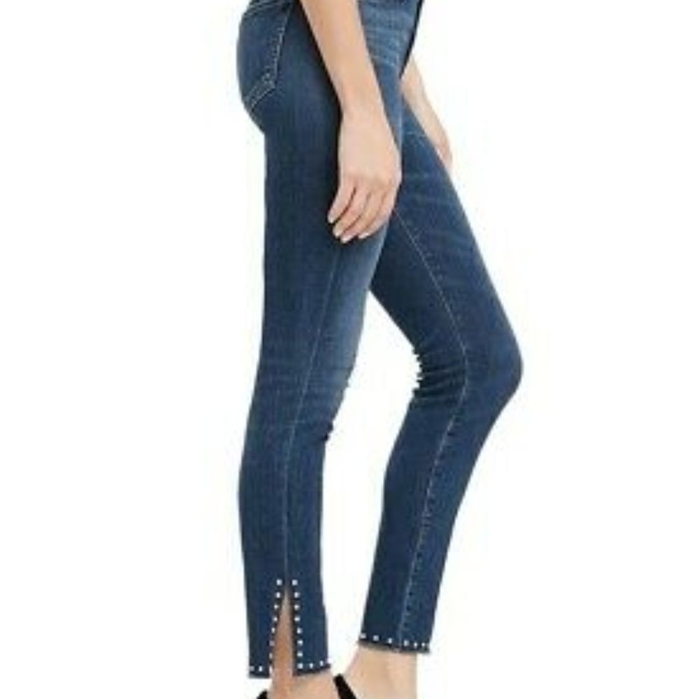 COH Rocket High Rise Skinny Raw Hem Ankle Split Studded Jean MINT
